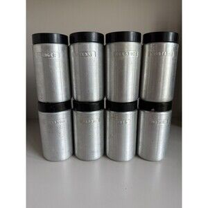 Vintage Kromex Spun Aluminum Spice Containers Lids Set of 8